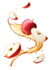 Fresh apple with apple juice splash