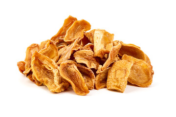 Dried persimmons, close-up, isolated on white background