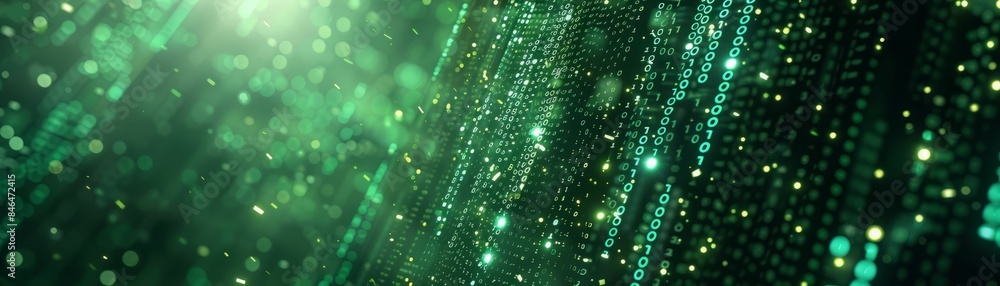 Aufkleber abstract green binary code background.