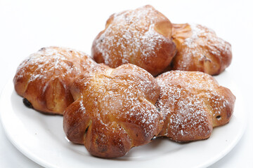 sweet bun on the white