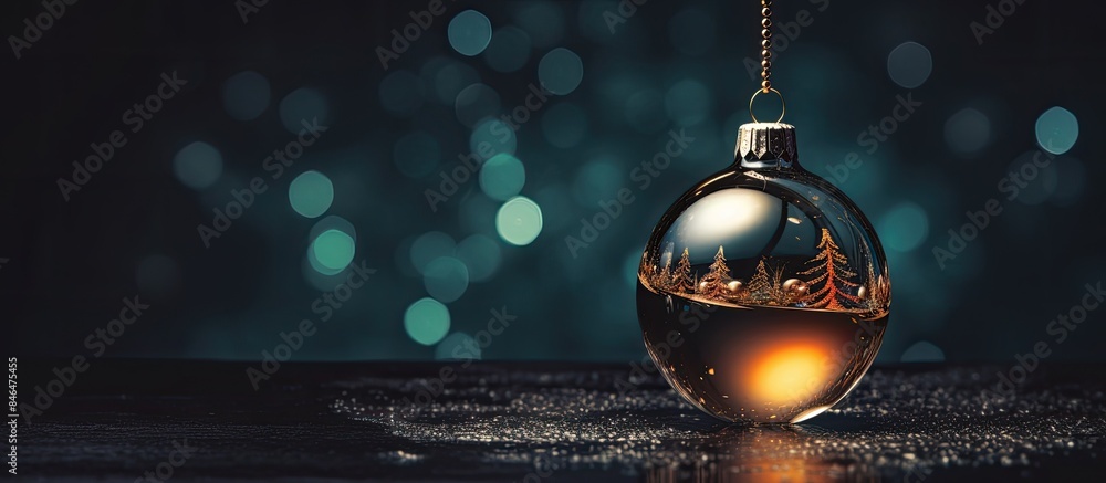 Leinwandbilder christmas tree with a bauble hanging creating a beautiful decor concept the bauble is illuminated by