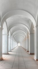 White Archway Corridor With Light Streaming Through