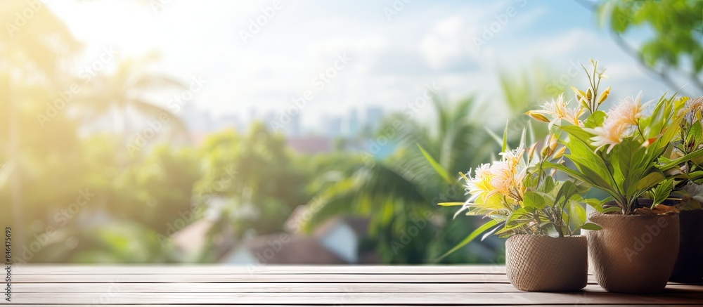 Poster Blur nature background with balcony and terrace Copy space image
