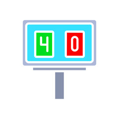 Scoreboard icon. Sports scores, competition, game results, display, electronic, team sports, graphic, illustration, colorful.