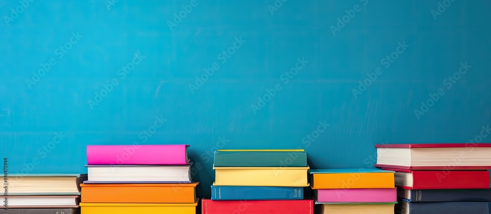 Aufkleber Colorful books stacked together creating a vibrant copy space image representing a educational setting with a back to school theme