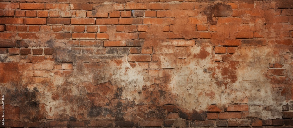 Aufkleber Grunge style brick wall with a worn and aged appearance serving as a textured background for a photo pattern. copy space available