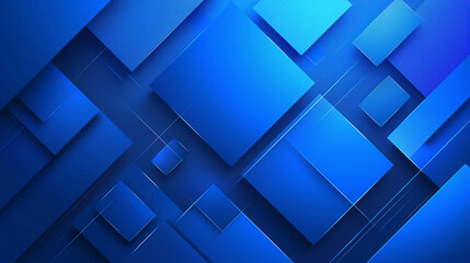 Abstract geometric background with layers of blue squares and rectangles creating depth, abstract art concept.  Background with copy space