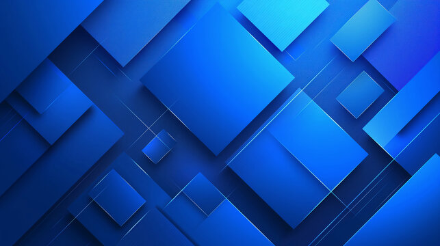 Abstract geometric background with layers of blue squares and rectangles creating depth, abstract art concept.  Background with copy space