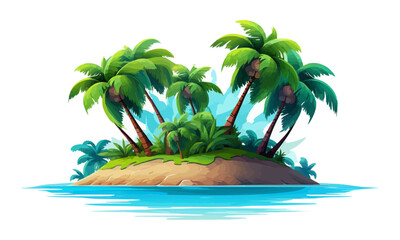 A tropical island with palm trees vector simple 3d isolated illustration