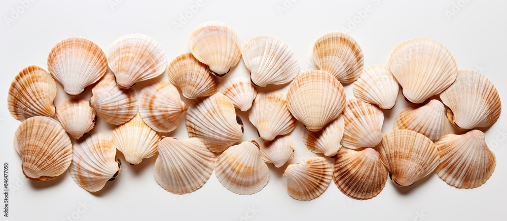 Aufkleber the image features cockle shells arranged against a blank background leaving ample space for text or