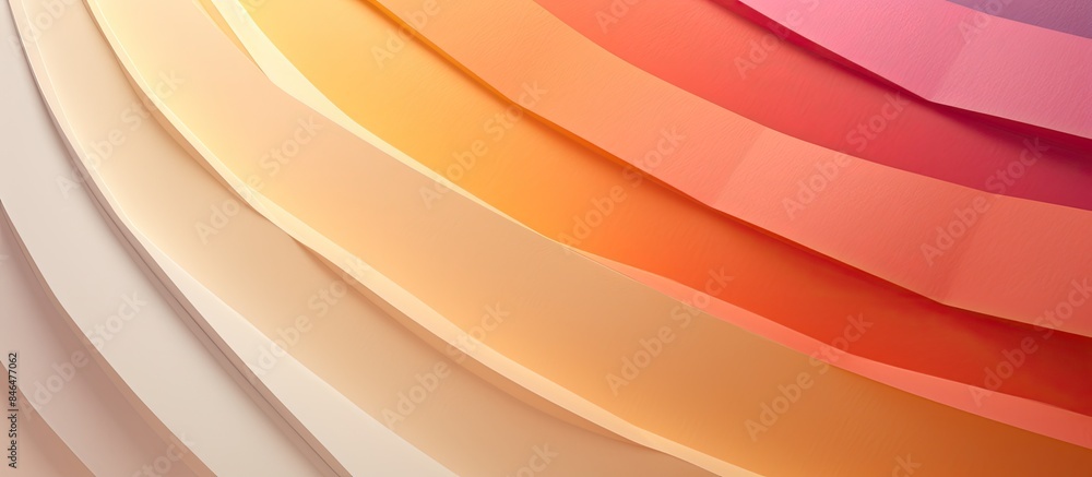 Fototapete Closeup of a vintage abstract cardboard structure with a colorful gradient and rainbow pattern serving as a textured background This copy space image showcases the macro details of the white orange a