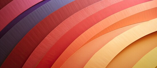 Closeup of a vintage abstract cardboard structure with a colorful gradient and rainbow pattern serving as a textured background This copy space image showcases the macro details of the white orange a