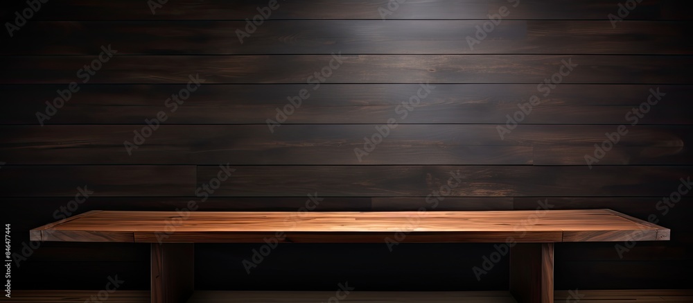 Aufkleber there is a contemporary wooden table positioned near a black wall providing ample space for adding i