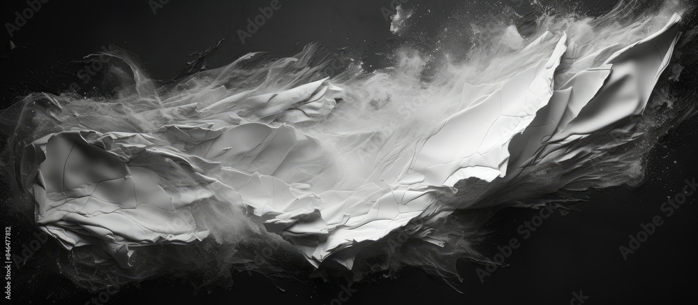 Aufkleber There is a torn black and white paper in the image with empty space available for copying