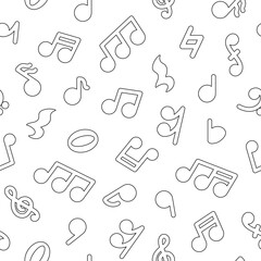Musical notes. Seamless pattern. Coloring Page. Hand drawn style. Vector drawing. Design ornaments.