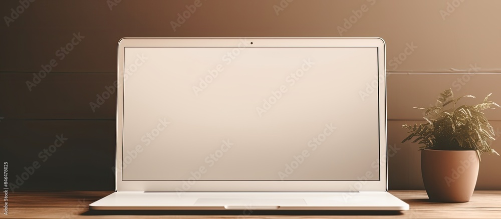 Aufkleber Creative design technology template featuring a computer laptop with a blank screen and frame ideal for mockup presentations and copy space image