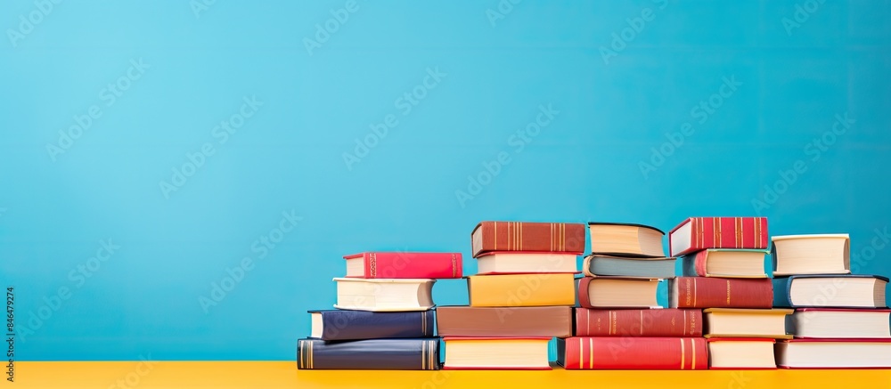 Aufkleber Colorful books stacked together creating a vibrant copy space image representing a educational setting with a back to school theme