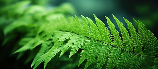 Close up macro image of a beautiful green fern plant perfect for adding copy space