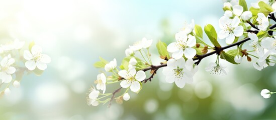 Spring Nature background with Apple blossom a beautiful copy space image