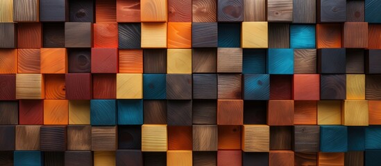 Wooden background featuring vibrant cubes for inscriptions providing ample copy space for creative use in designs