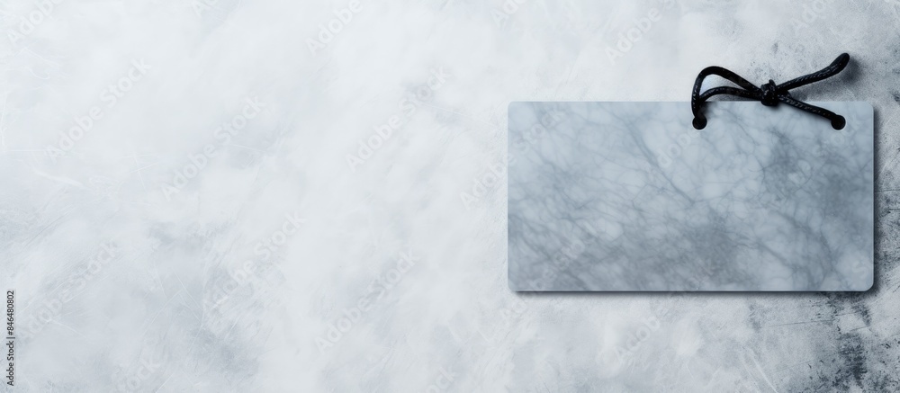 Aufkleber Top view of blank tag on light grey stone background space for text Black Friday concept. copy space available