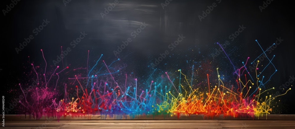 Poster The image depicts a chalkboard covered in colorful crayon marks representing the concept of learning in a school environment It provides a visual representation of education and the use of a traditio