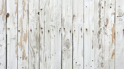 Fototapeta premium Close up detailed texture of a rural wooden fence painted in aged white