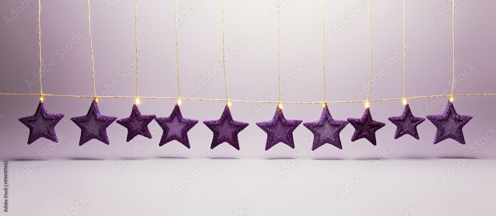 Aufkleber purple stars decorations on an image with number 8 made of thin rope copy space available