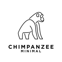 Obraz premium Chimpanzee Line Logo icon design illustration