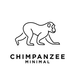 Chimpanzee Line Logo icon design illustration