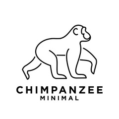 Chimpanzee Line Logo icon design illustration