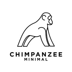 Chimpanzee Line Logo icon design illustration