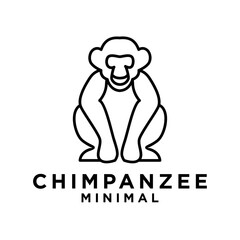 Chimpanzee Line Logo icon design illustration