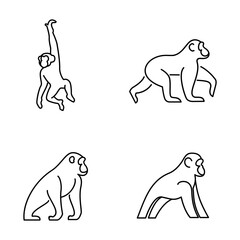 Set Chimpanzee Line Logo icon design illustration