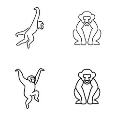 Set Chimpanzee Line Logo icon design illustration