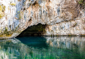 The Source of the&nbsp;Buna River spring in the town of Blagaj near Blagaj Tekija house. Blagaj, Mostar basin, Bosnia and Herzegovina, Europe