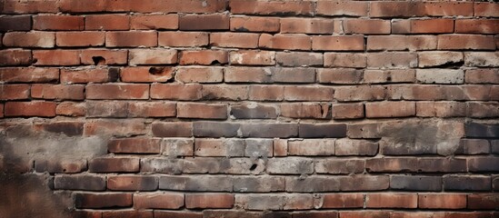 Obraz premium Grunge style brick wall with a worn and aged appearance serving as a textured background for a photo pattern. copy space available