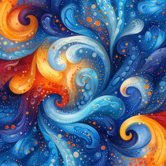 Abstract Vibrant Swirling Pattern with Blue and Orange Hues