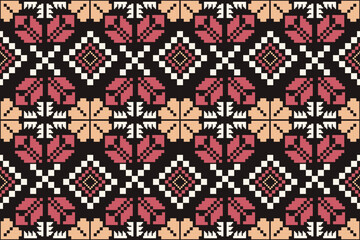 Beautiful seamless cross stitch pattern.geometric ethnic oriental pattern traditional background.Aztec style,abstract,vector,illustration.design for texture,fabric,clothing,wrapping,decoration,carpet.