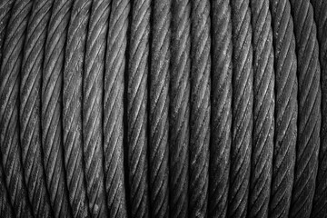 old and vintage iron cable on spool .
