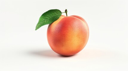 Fresh Peach with Leaf, Generative AI