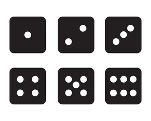 illustration of black dice from numbers one to six