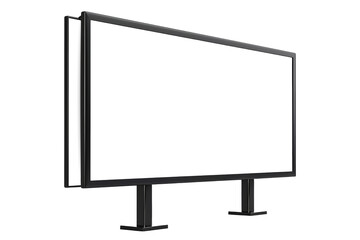 Angled view of a blank billboard sign, isolated on transparent background