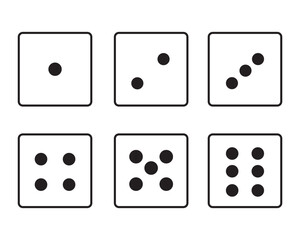 Bones. Game dice set isolated on white background. Bones in flat and linear design from one to six.