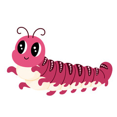 Caterpillar cartoon character. Cute insect. Vector hand draw illustration isolated on white background
