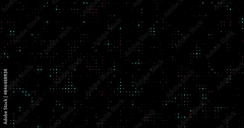 Aufkleber Pattern, lights and sparkles with speed of circuit, futuristic trails or stream of dotted lines in metrics. Abstract, fast or digital energy of data transfer or communication on texture or wallpaper