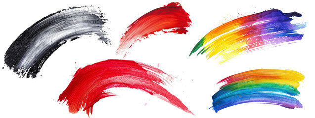 Obraz premium Black brush strokesSet of brush strokes isolated on transparent background