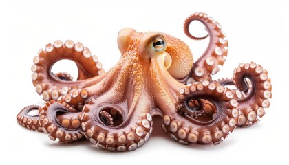 Fototapeta premium OctoFresh: A Close Look at an Isolated Octopus on a White Background