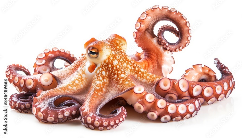 Wall mural Exquisite Octopus: A Stunning White Background Showcase -ar 7:4