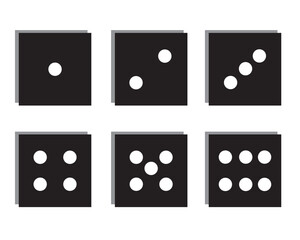 illustration of black dice from numbers one to six